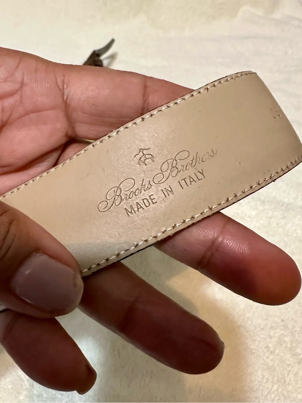 Brooks Brothers Brown Suede Belt 38 Men Made in Italy Silver Brass Buckle